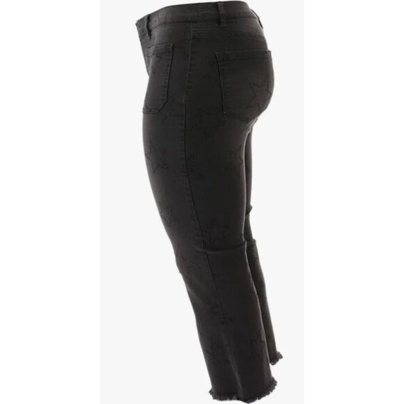 DG2 Diane Gilman Stretch Needle Punch Cropped Jean 698-158 Black Size 8 - Picture 2 of 4